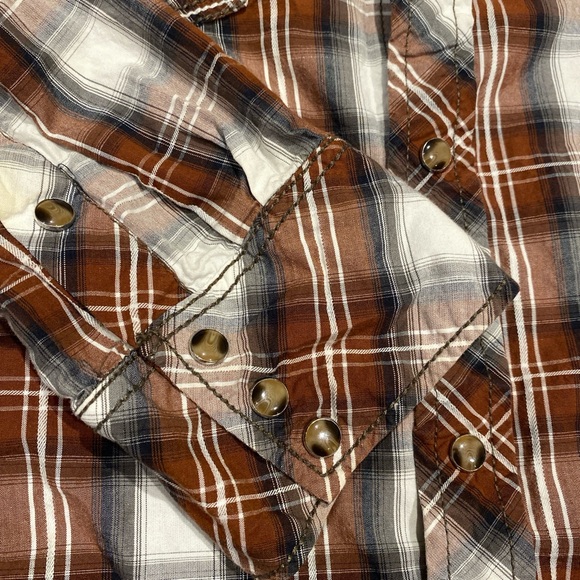 BKE BUCKLE Long Sleeve Plaid Pearl Snap‎ Button Shirt XL Slim Fit - Picture 4 of 6